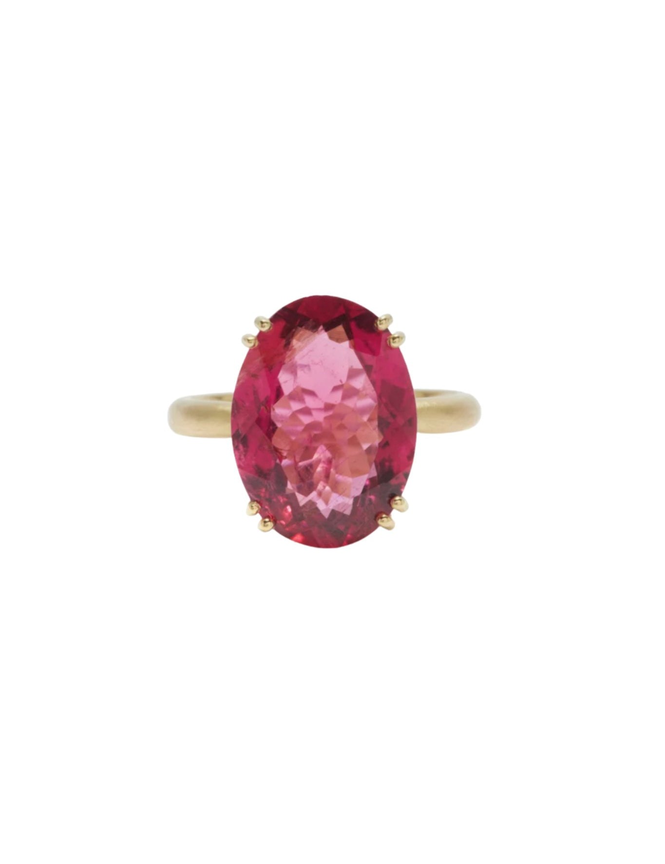 Irene Neuwirth Gemmy Gem Double Prong One of a Kind 18k Yellow Gold Ring set with Rubellite (10.41 cts) - Vermillion