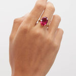 Irene Neuwirth Gemmy Gem Double Prong One of a Kind 18k Yellow Gold Ring set with Rubellite (10.41 cts) - Vermillion