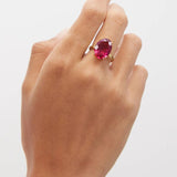 Irene Neuwirth Gemmy Gem Double Prong One of a Kind 18k Yellow Gold Ring set with Rubellite (10.41 cts) - Vermillion