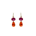 Irene Neuwirth Gemmy Gem One of a Kind 18k Yellow Gold Rubelite (7.99 cts) and Fire Opal (8.98 cts) on Diamond Pave Hooks (0.03cts) - Vermillion