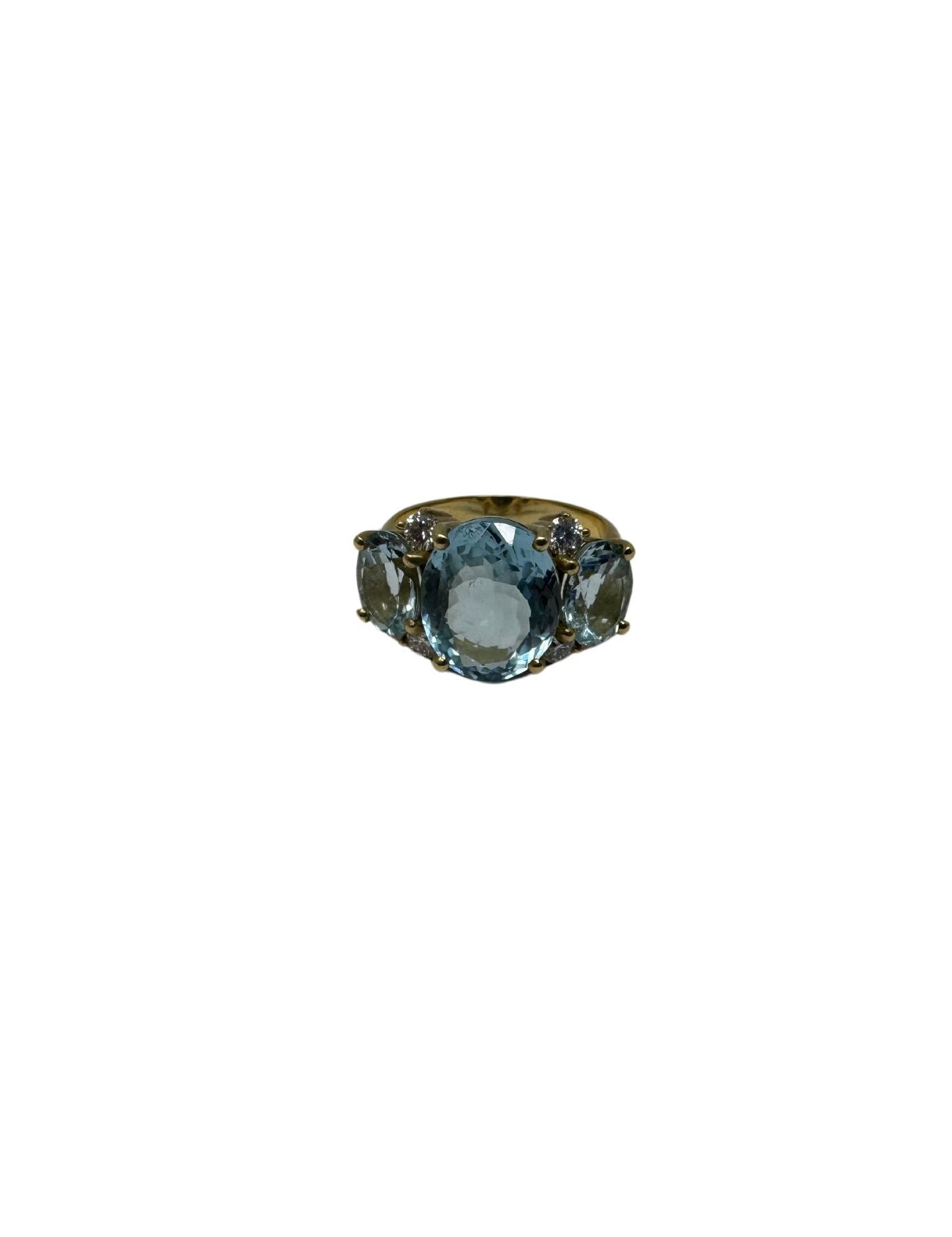 Irene Neuwirth Gemmy Gem One of a Kind Ring set with Aquamarine (6.81 cts) and Full Cut Diamonds (0.32 cts) - Vermillion