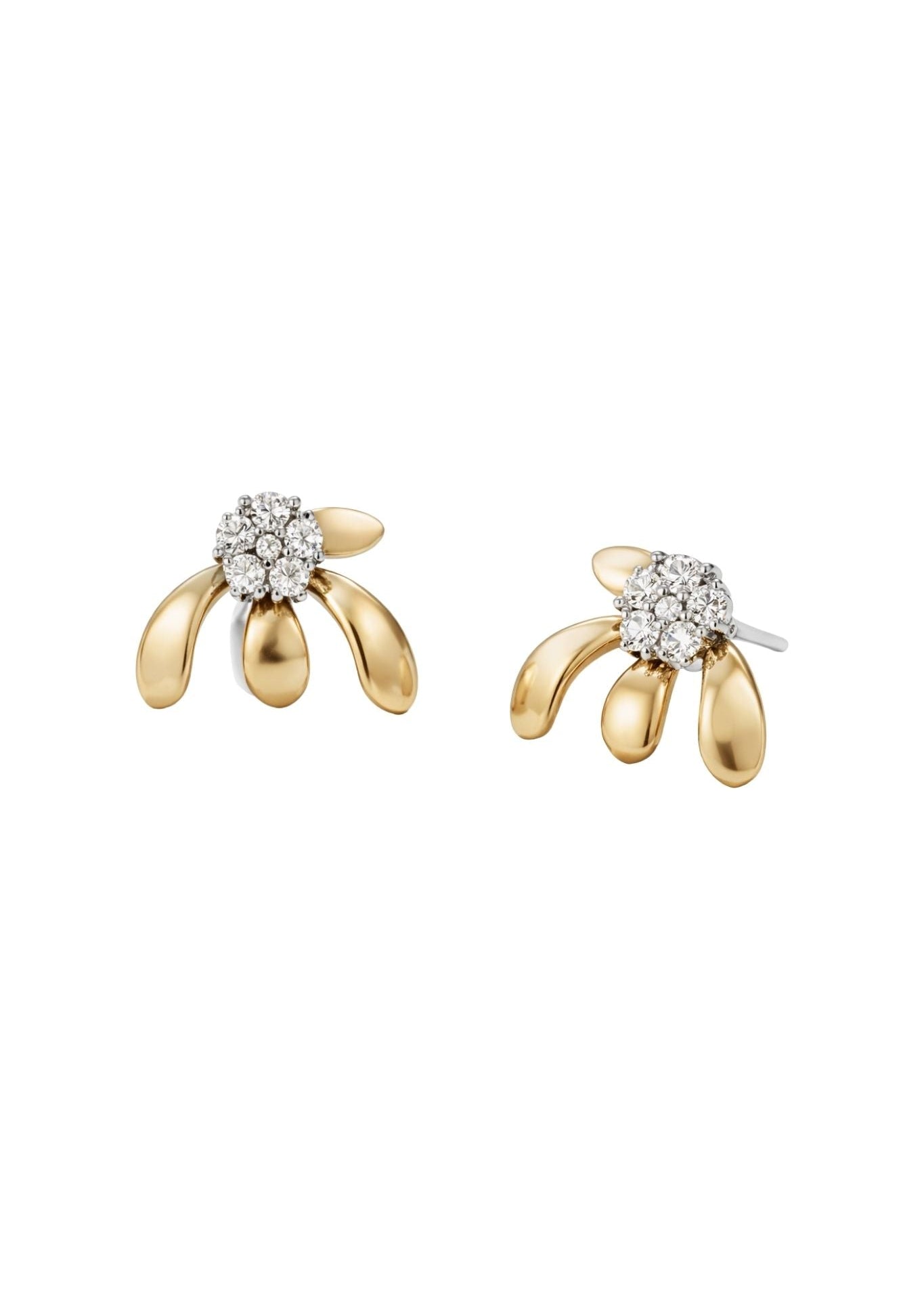 Irene Neuwirth Golden Blossom 18k Yellow and White Gold Post Earrings set with Diamond Pave - Vermillion