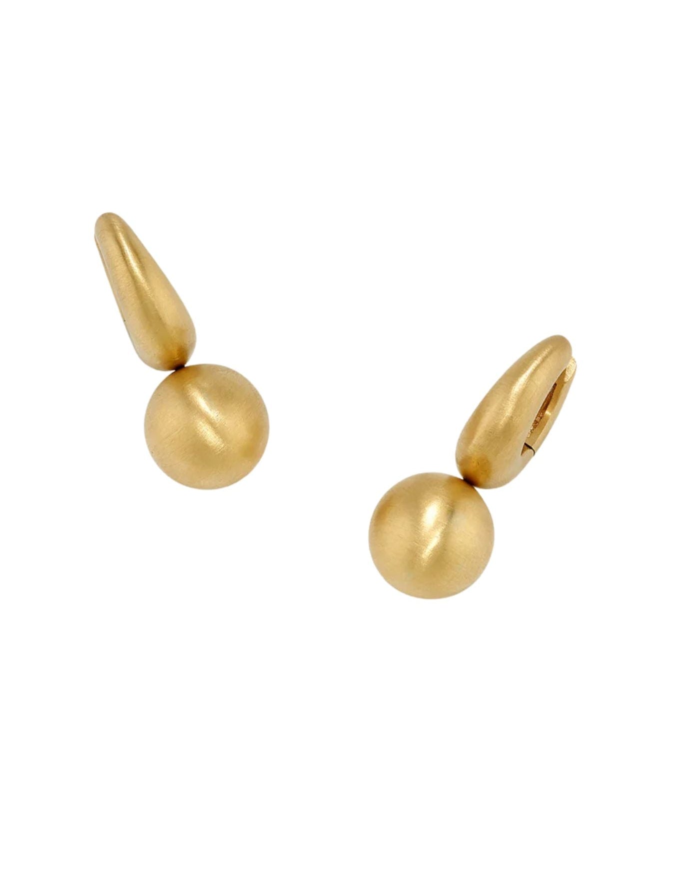 Irene Neuwirth Gumball 18k Yellow Gold Puffy Huggies with 14mm Gold Sphere - Vermillion