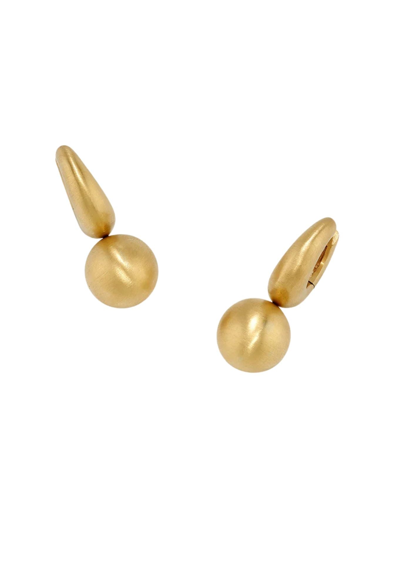 Irene Neuwirth Gumball 18k Yellow Gold Puffy Huggies with 14mm Gold Sphere - Vermillion