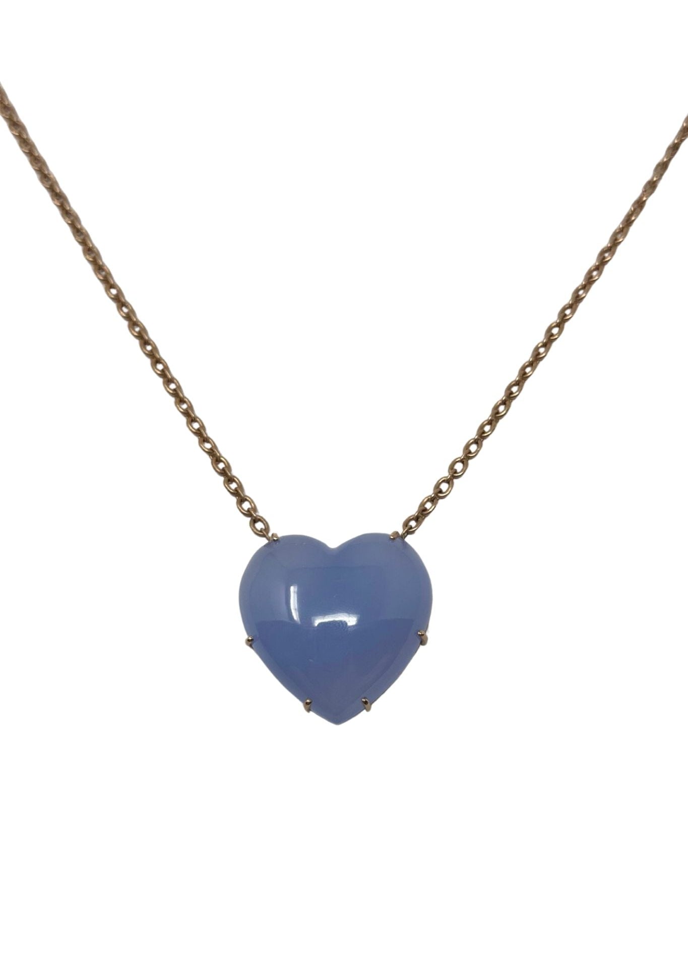 Irene Neuwirth Love One of a Kind 18k Rose Gold 16" Necklace set with Chalcedony Heart (67.22 cts) - Vermillion