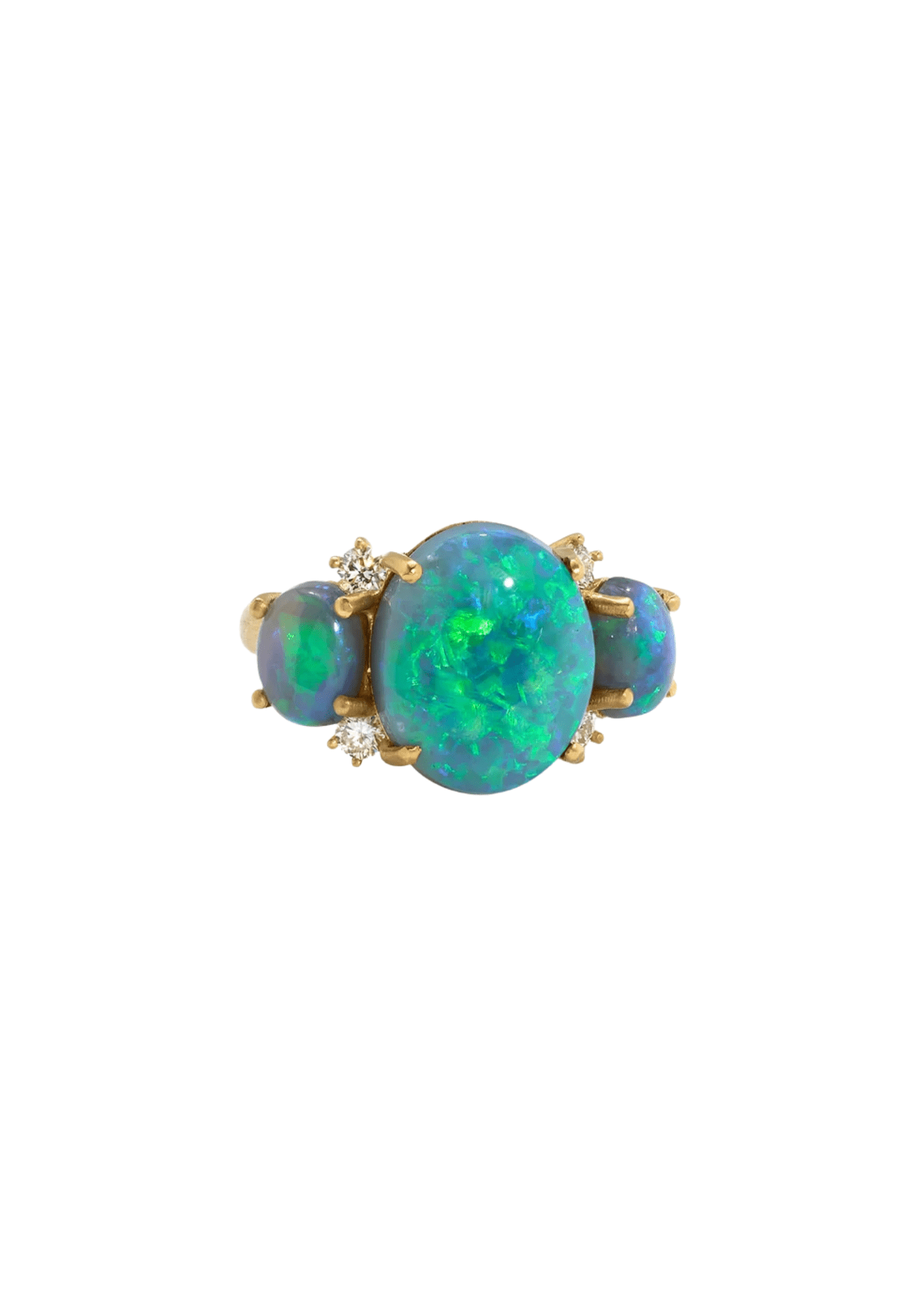 Irene Neuwirth Opal OOAK 18k Yellow Gold Ring with Opal and DIamonds - Vermillion