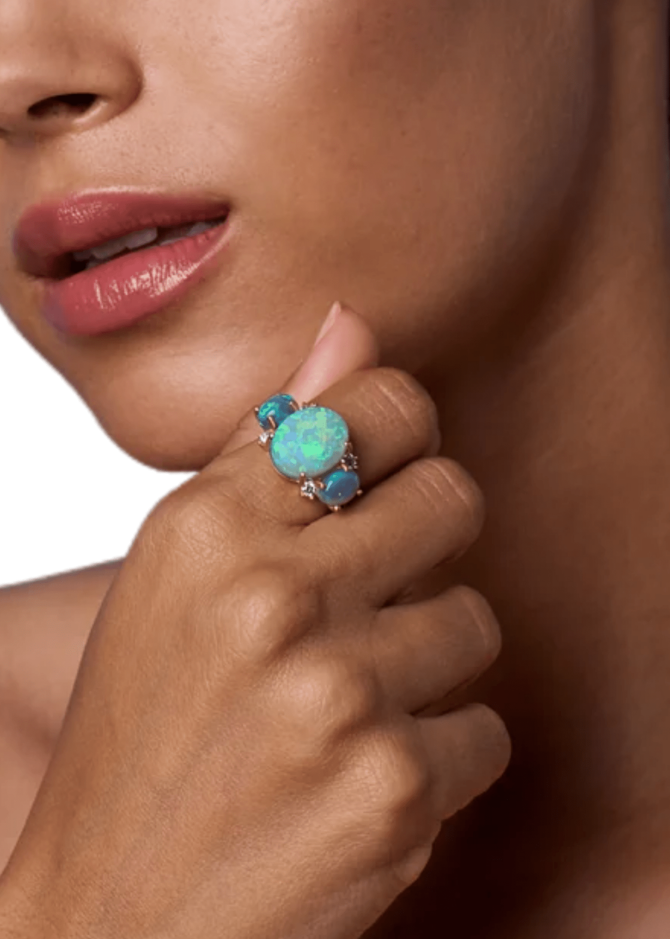 Irene Neuwirth Opal OOAK 18k Yellow Gold Ring with Opal and DIamonds - Vermillion