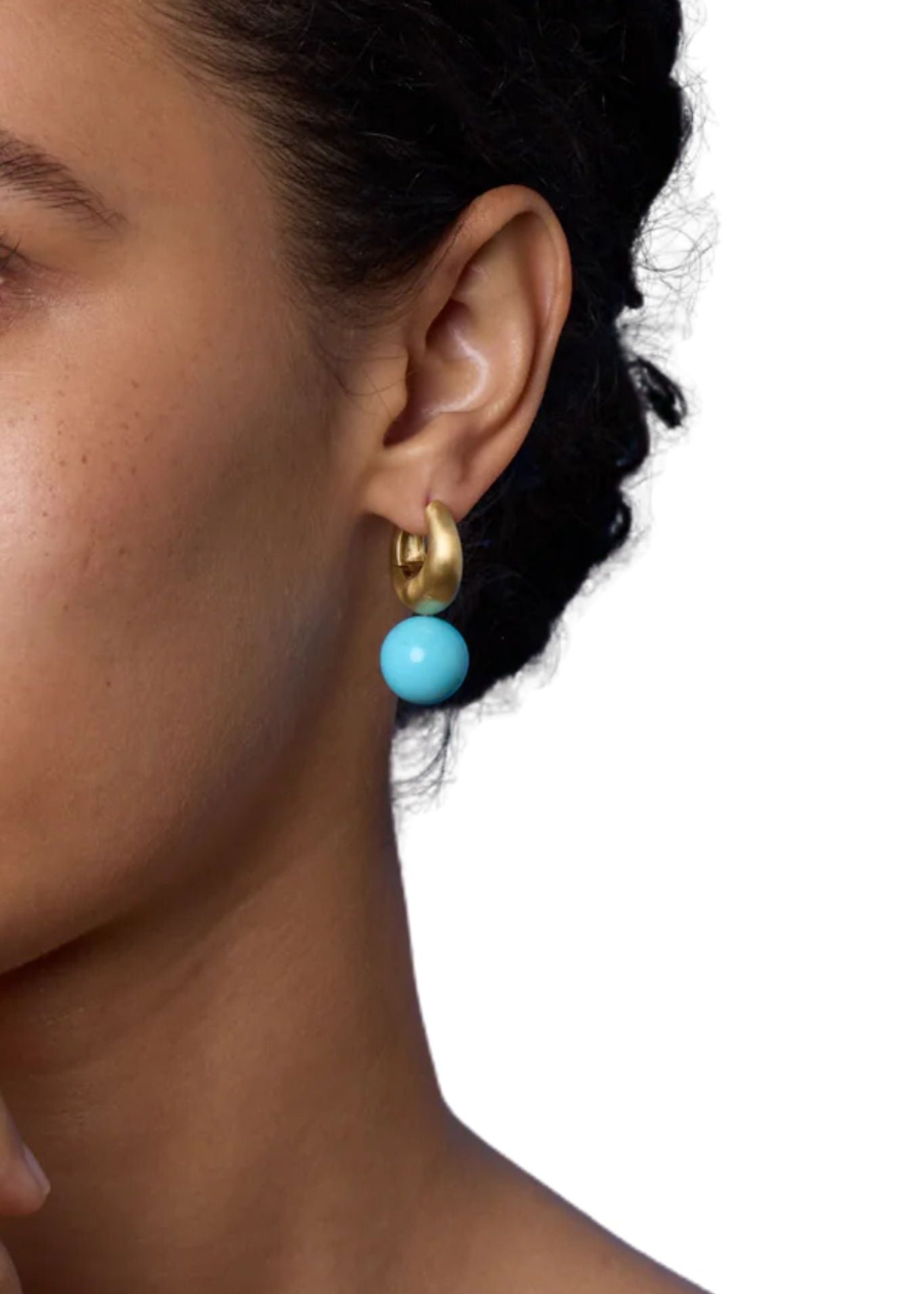 Irene Neuwirth Puffed Gold Gumball Huggies Turquoise - Vermillion