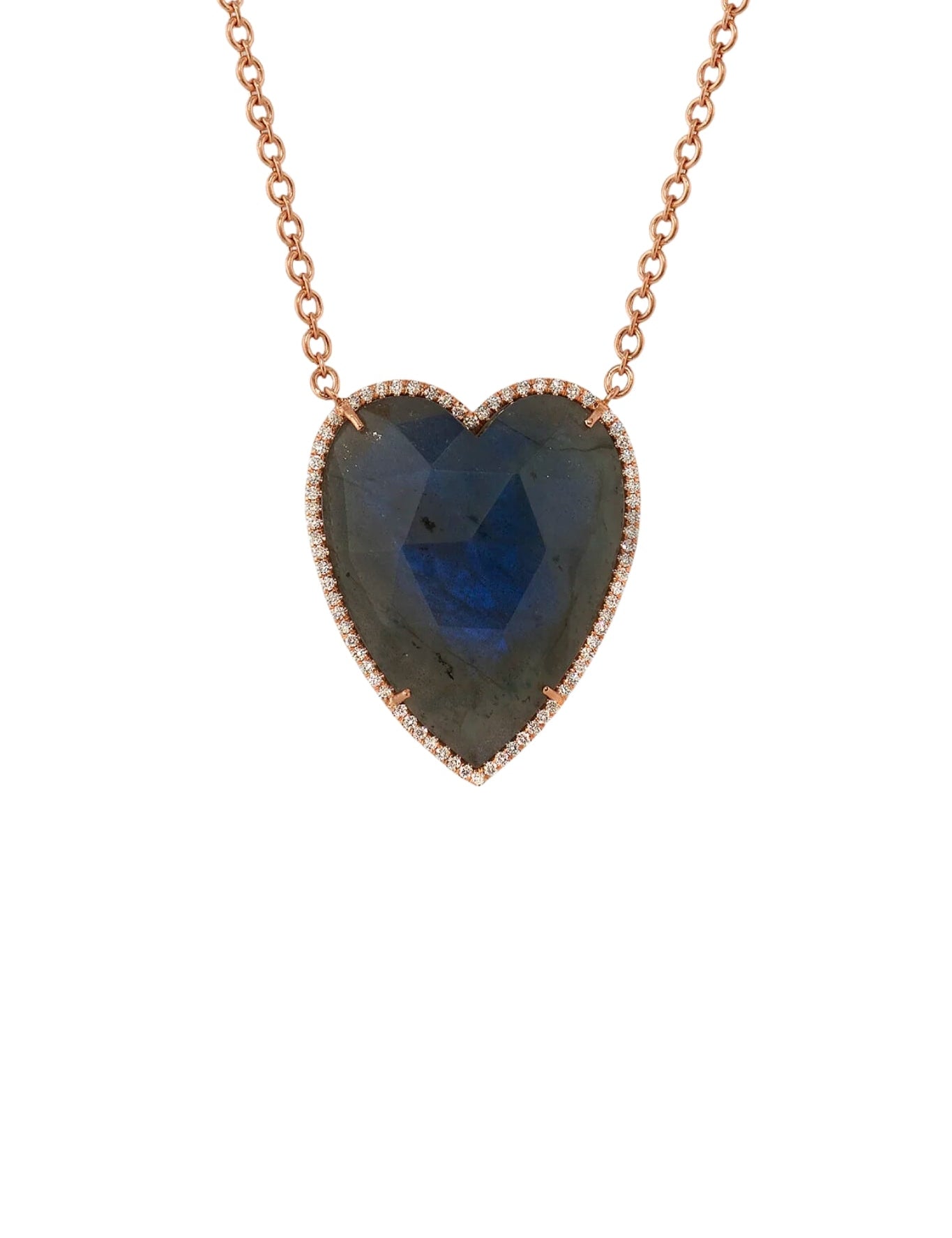 Irene Neuwirth Rose Cut Labradorite Heart and Diamond Pave (0.88 cts) Necklace - Vermillion