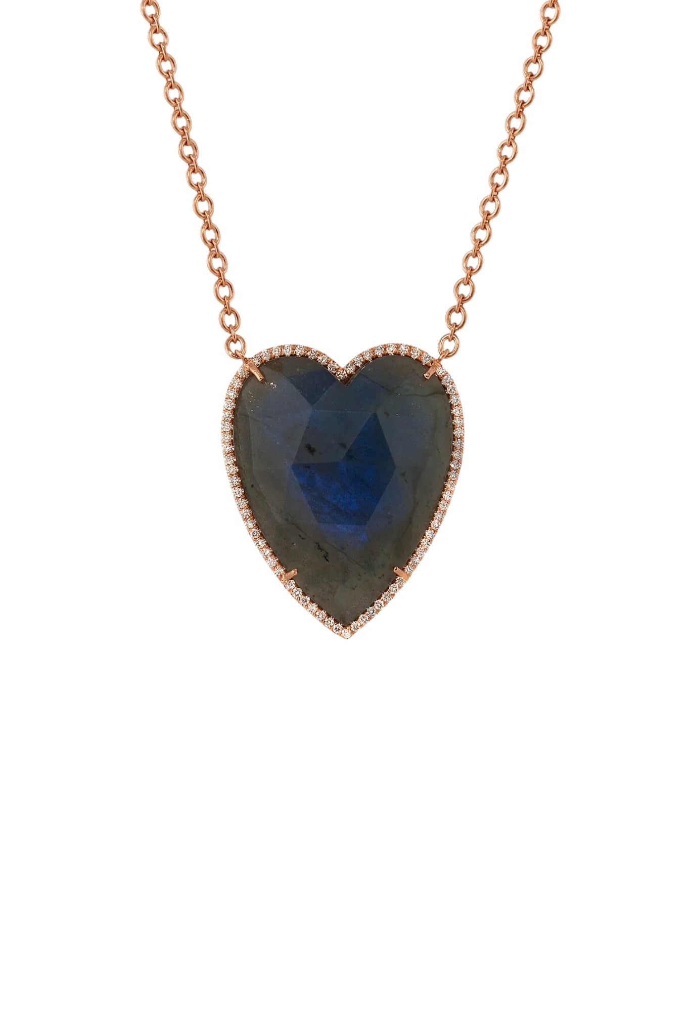 Irene Neuwirth Rose Cut Labradorite Heart and Diamond Pave (0.88 cts) Necklace - Vermillion