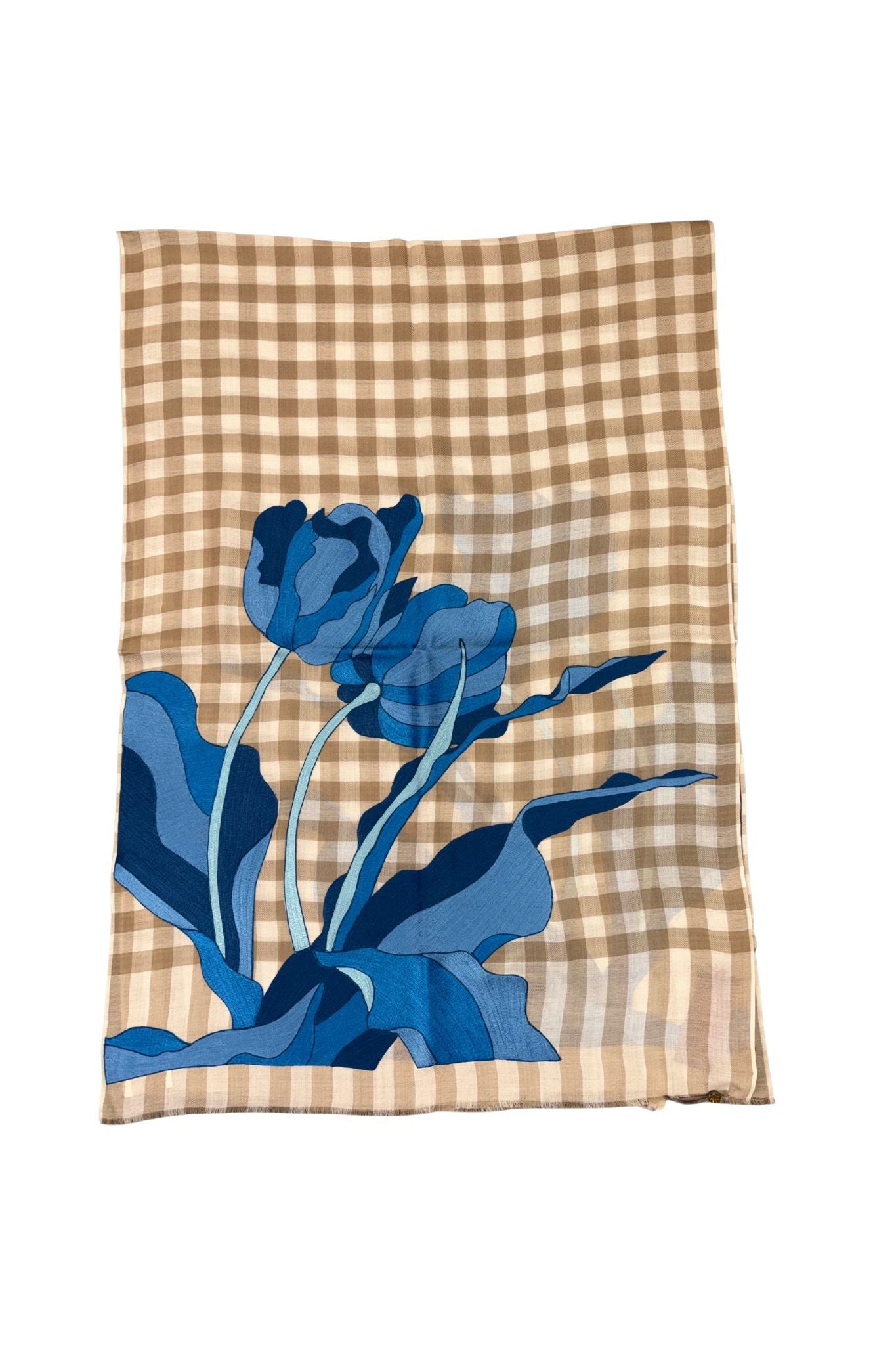 Janavi Big Flower Stole - Vermillion
