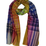 Janavi Color Grid Scarf - Vermillion