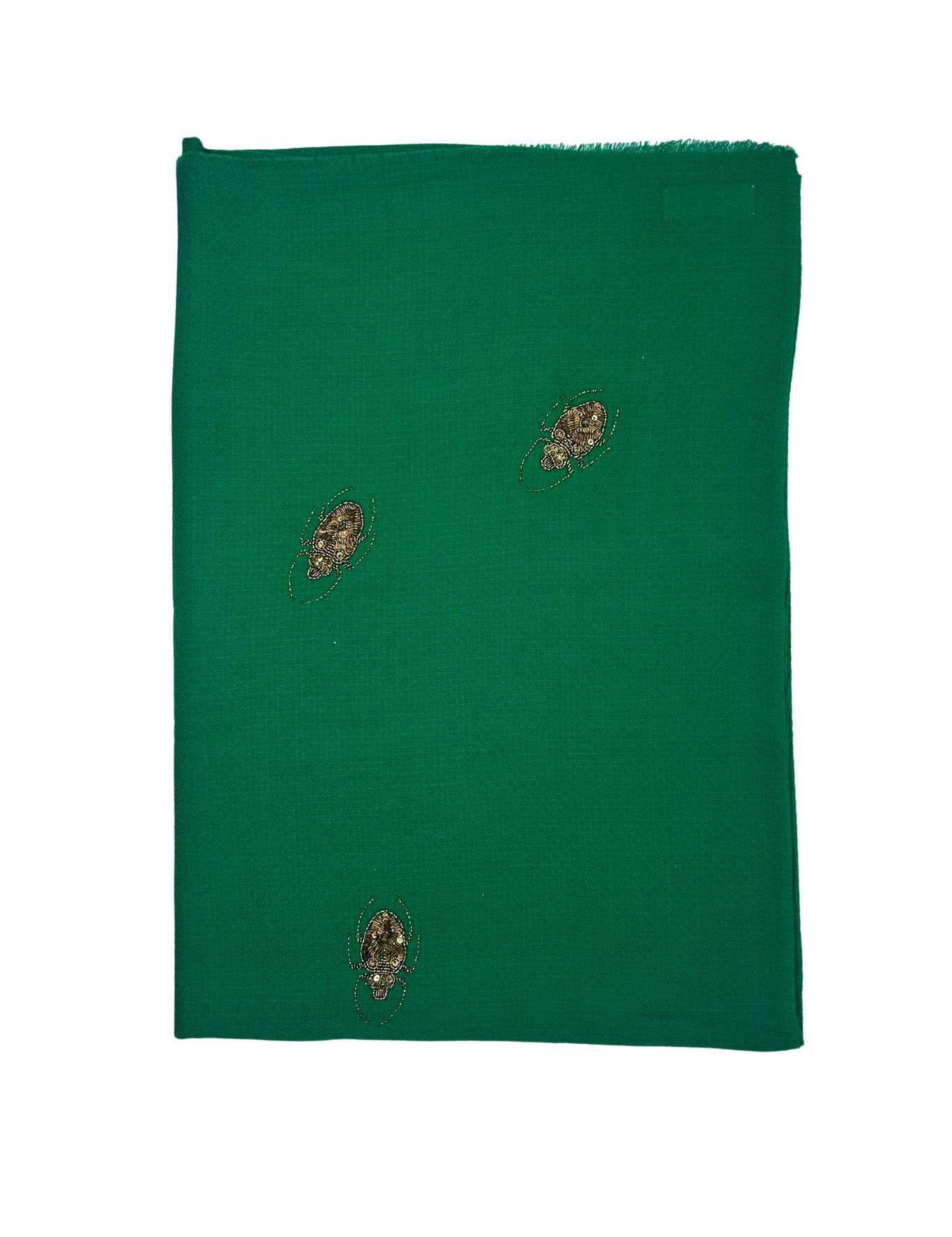 Janavi Embroidered Beetles Scarf - Vermillion