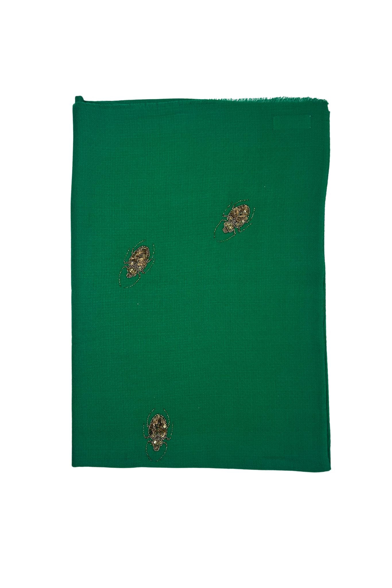 Janavi Embroidered Beetles Scarf - Vermillion