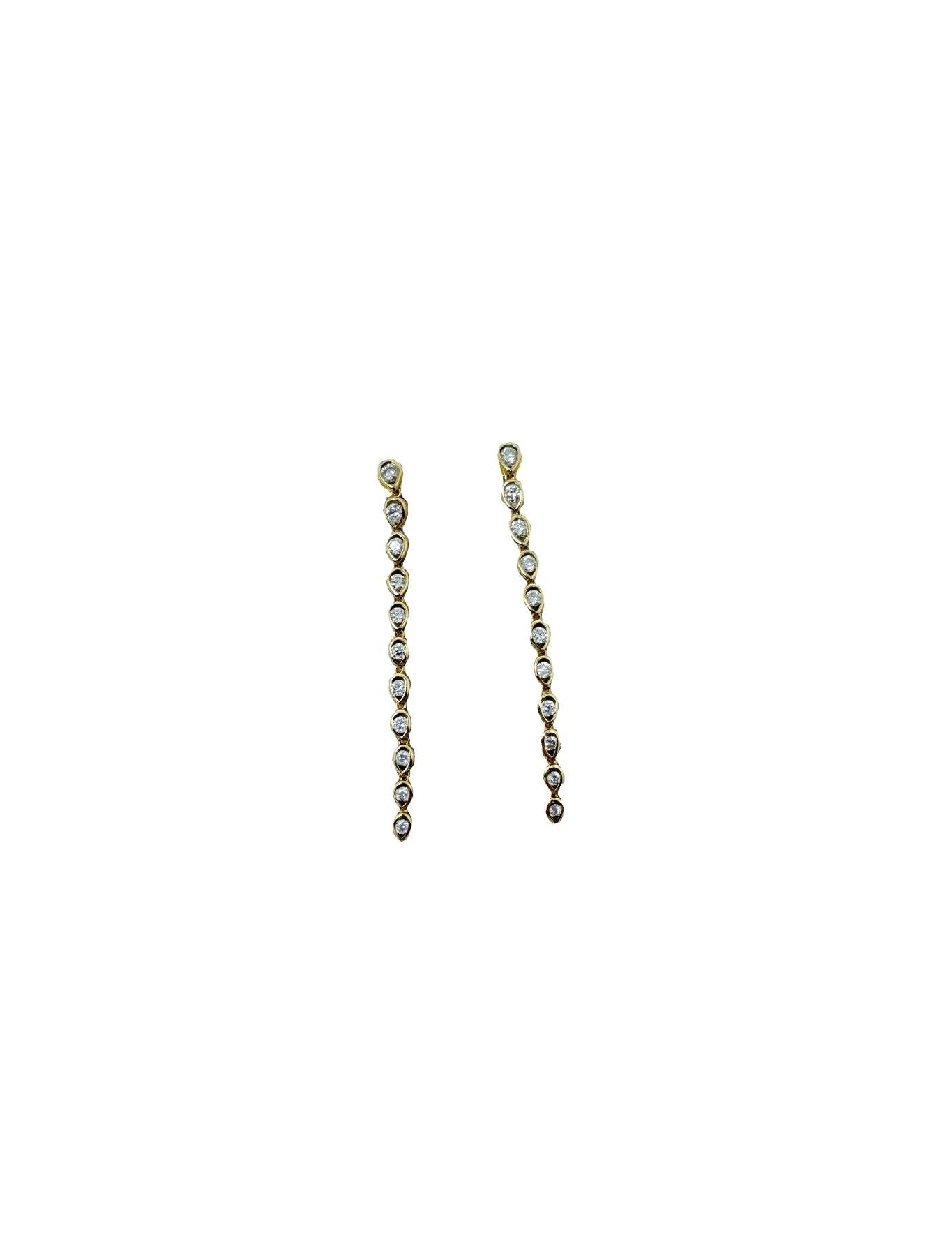 Jen Collection 14k Yellow Gold 11 Diamond Drops - Vermillion