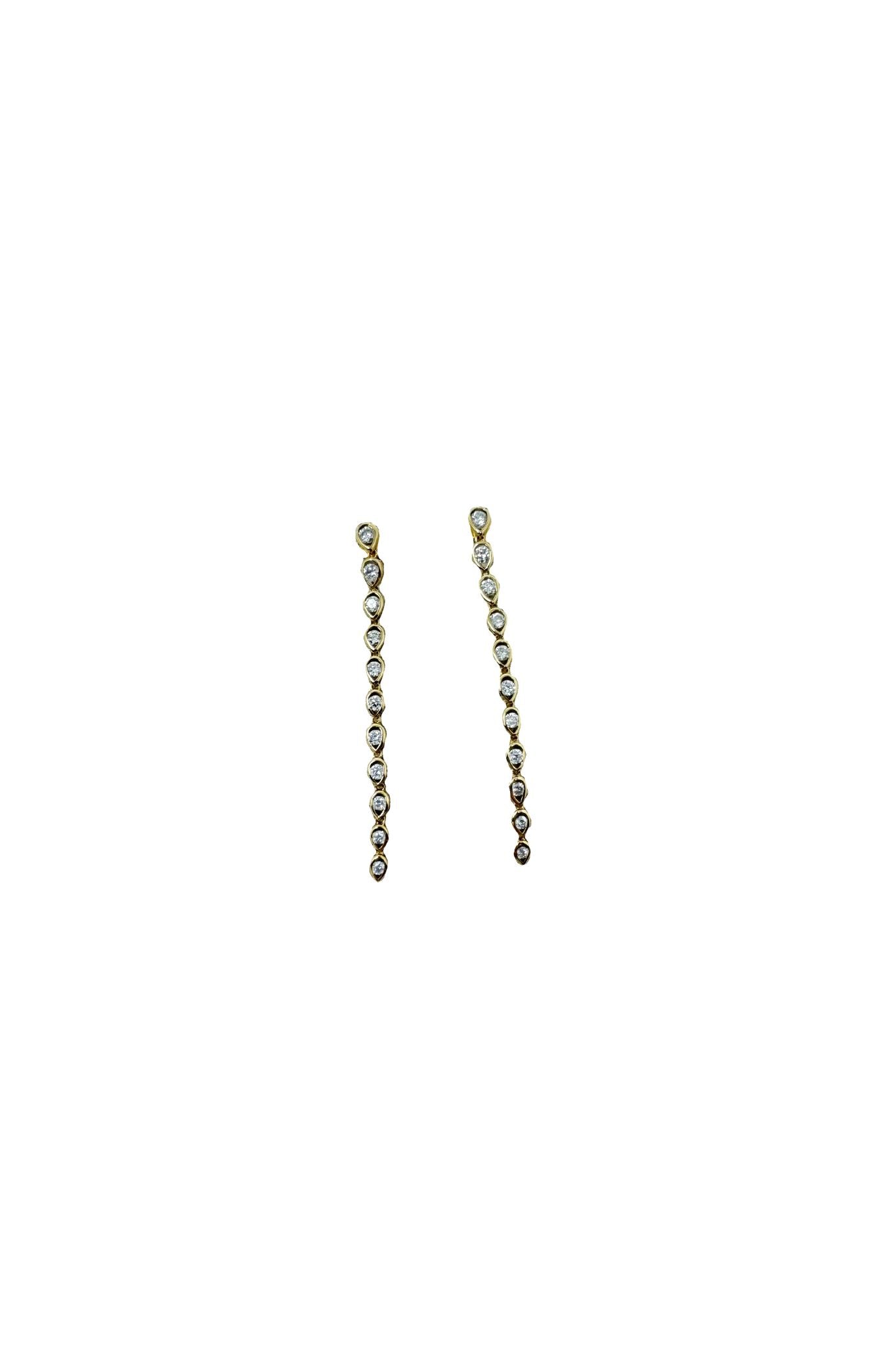 Jen Collection 14k Yellow Gold 11 Diamond Drops - Vermillion