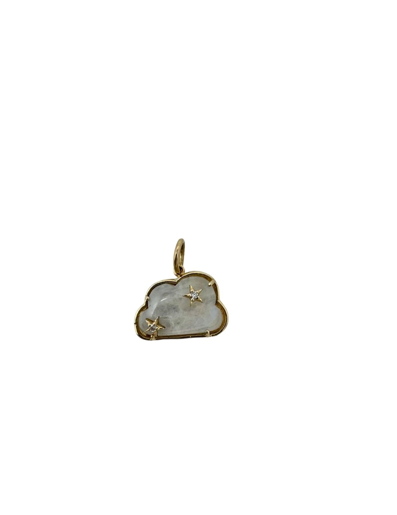 Jen Collection 14k Yellow Gold and Moonstone and Diamond Star Cloud Pendant - Vermillion