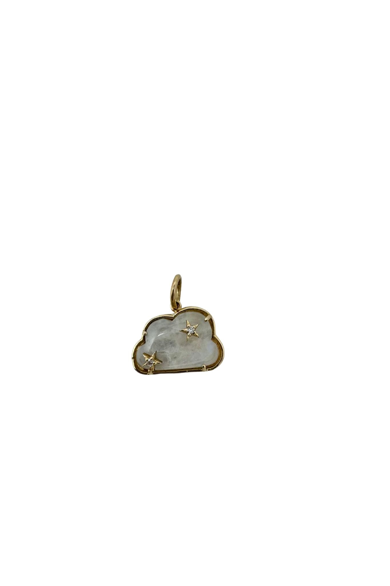 Jen Collection 14k Yellow Gold and Moonstone and Diamond Star Cloud Pendant - Vermillion