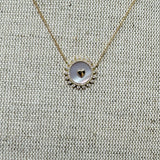 Jen Collection 14k Yellow Gold Diamond and Pearl Cameo with Heart Center Necklace - Vermillion