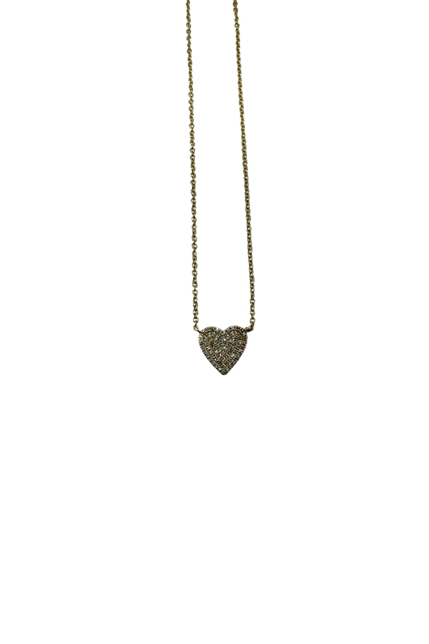 Jen Collection 14k Yellow Gold Diamond Heart Necklace - Vermillion