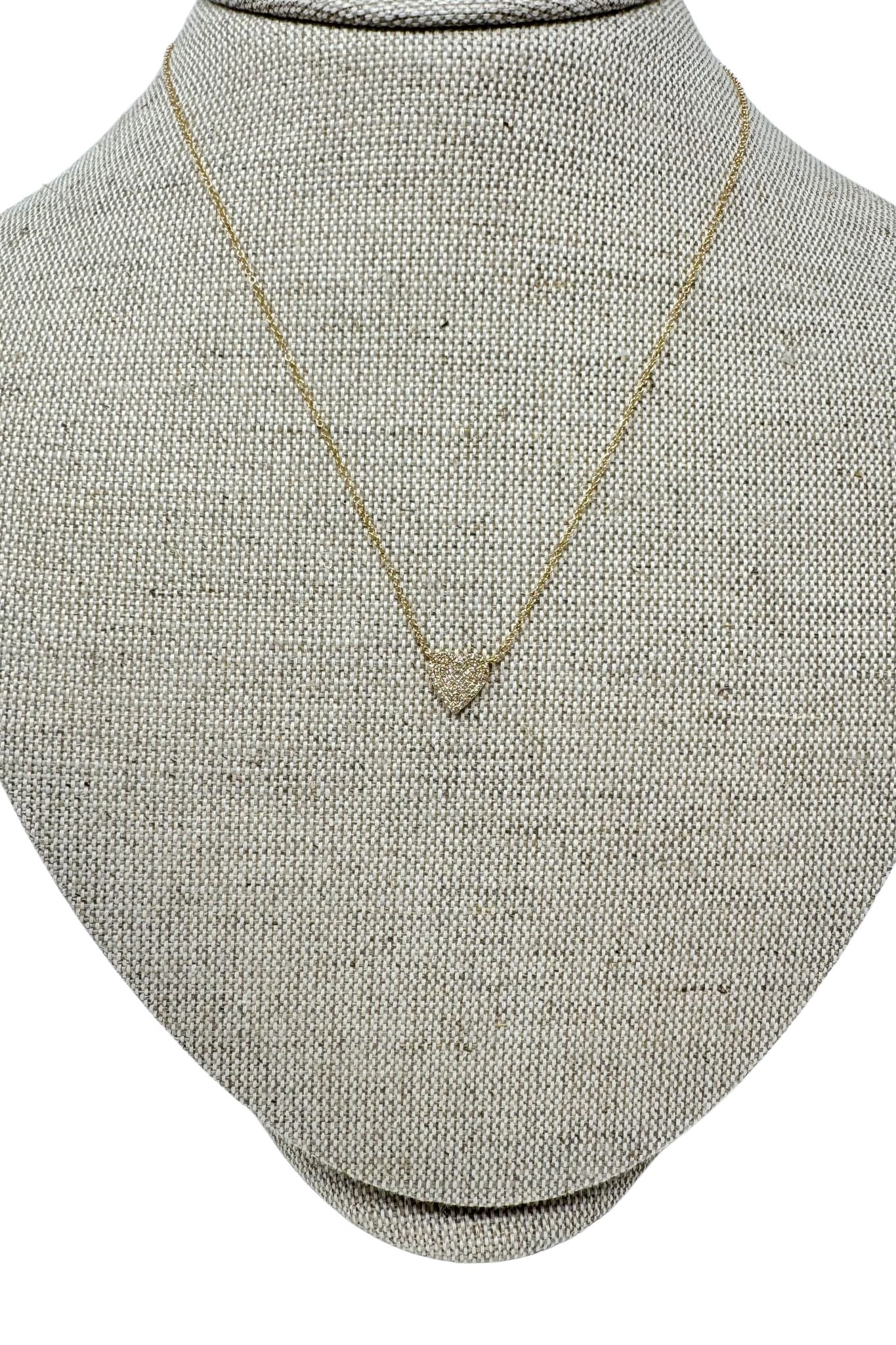 Jen Collection 14k Yellow Gold Diamond Heart Necklace - Vermillion