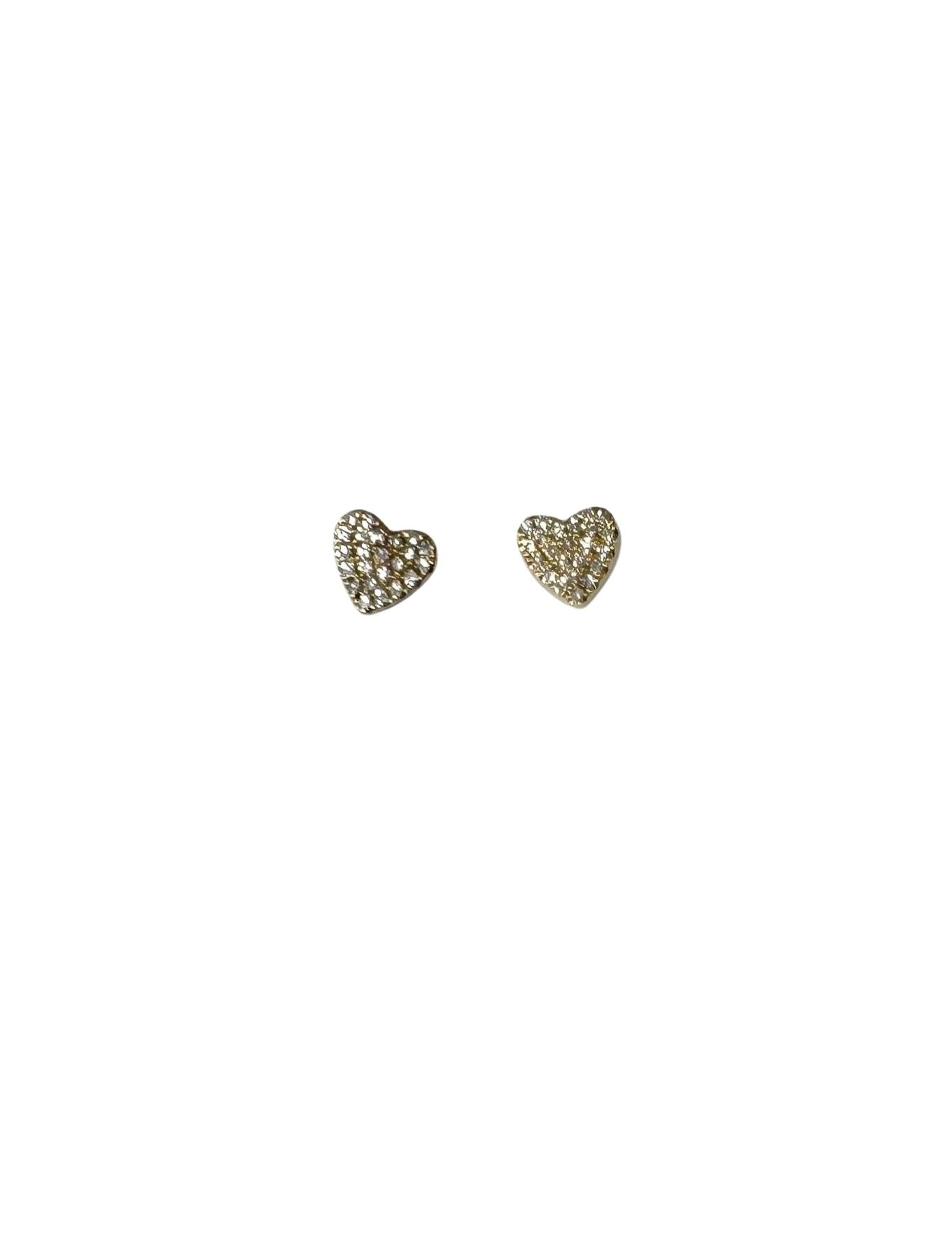 Jen Collection 14k Yellow Gold Diamond Heart Studs - Vermillion