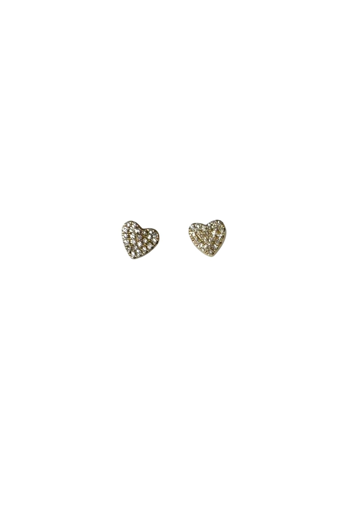 Jen Collection 14k Yellow Gold Diamond Heart Studs - Vermillion