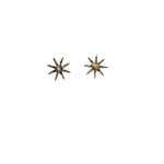 Jen Collection 14k Yellow Gold Pave Starburst Studs with Pearl Center - Vermillion