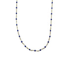 Jen Collection 14k Yellow Gold Turquoise Enamel Bead Piatto Chain - Vermillion