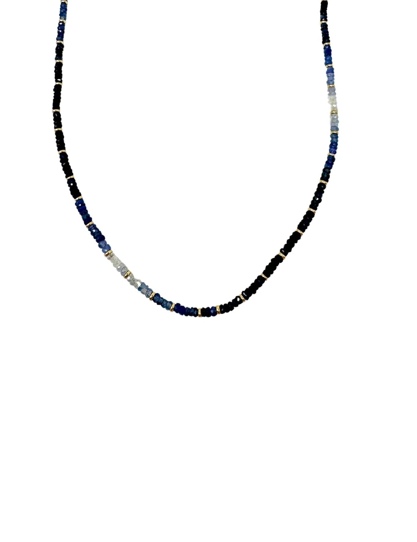 Jen Collection Handbeaded Blue Sapphire with 14k Yellow Gold Spacers - Vermillion