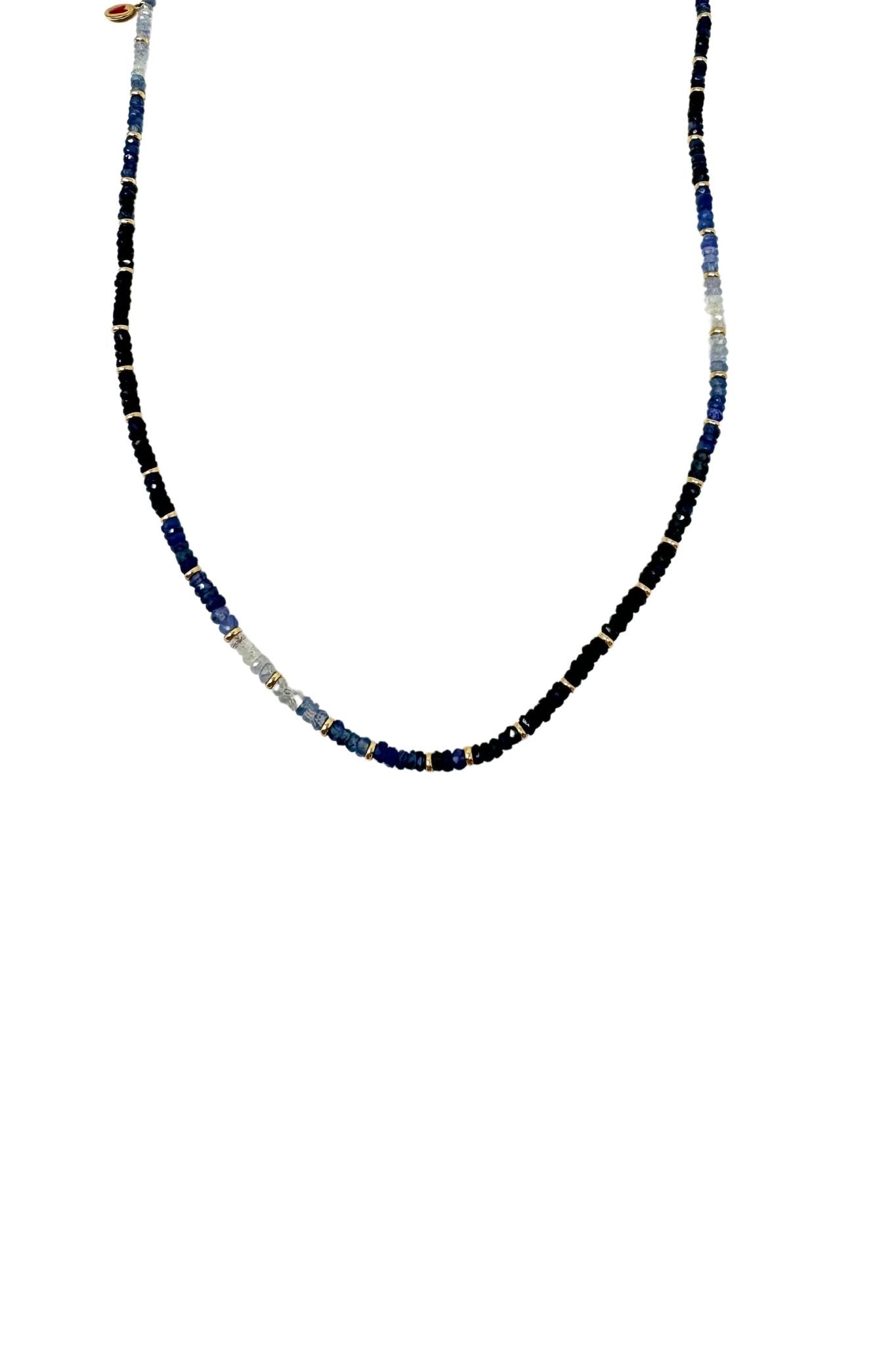 Jen Collection Handbeaded Blue Sapphire with 14k Yellow Gold Spacers - Vermillion