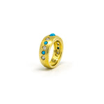 Jenna Blake Gypsy Band Ring with Turquoise and Diamonds - Vermillion