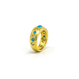 Jenna Blake Gypsy Band Ring with Turquoise and Diamonds - Vermillion