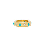 Jenna Blake Gypsy Band Ring with Turquoise and Diamonds - Vermillion