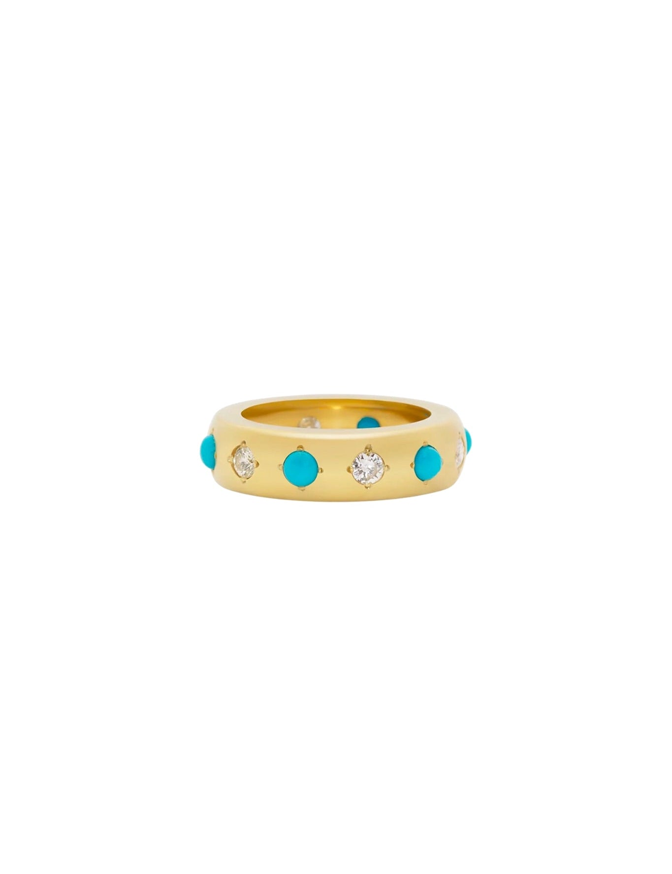 Jenna Blake Gypsy Band Ring with Turquoise and Diamonds - Vermillion