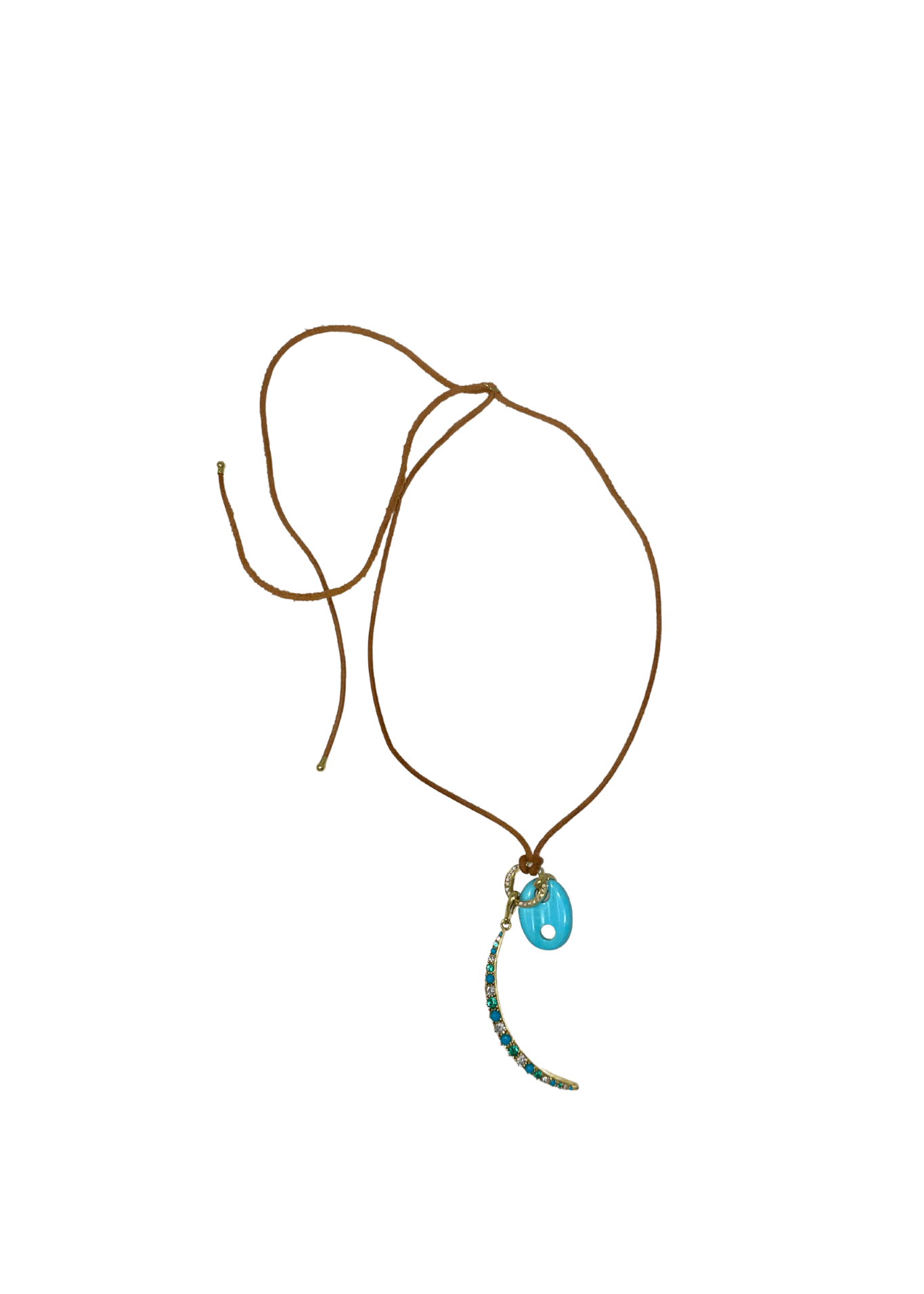 Jenna Blake Turquoise Stone Mariner Link Charm w/ Diamond Bail (0.7 cts diamonds) - Vermillion