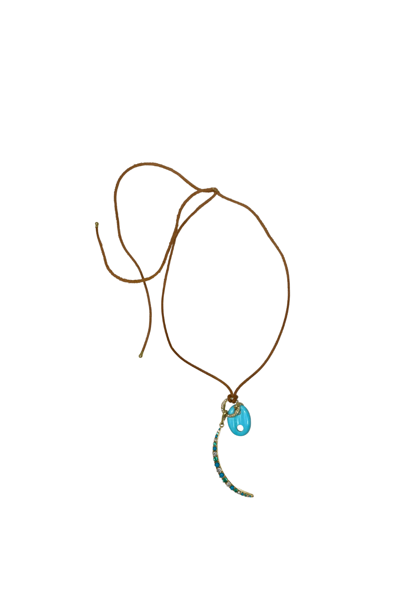 Jenna Blake Turquoise Stone Mariner Link Charm w/ Diamond Bail (0.7 cts diamonds) - Vermillion