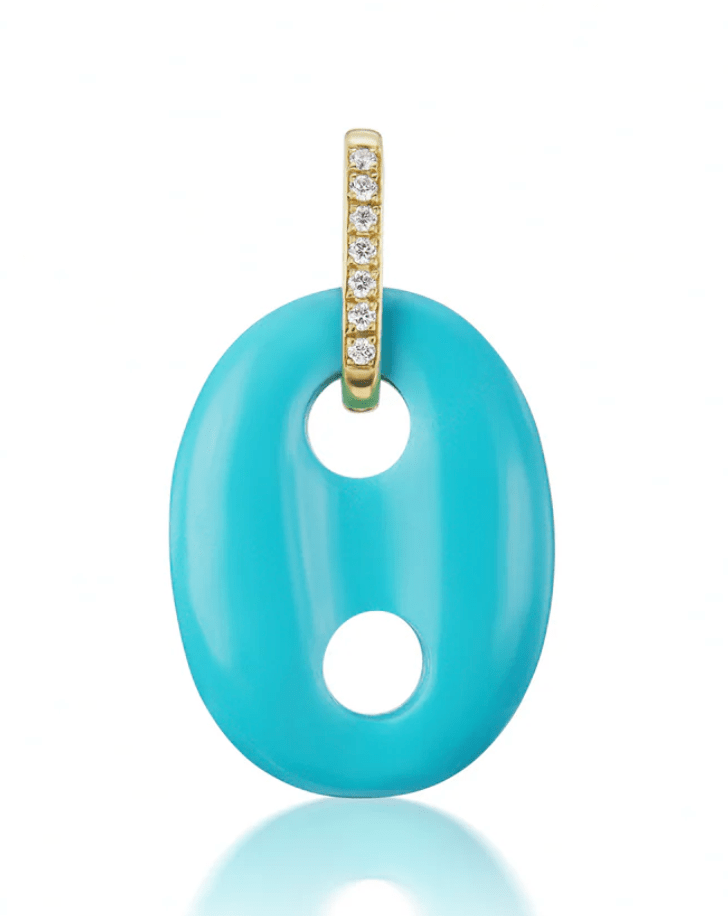 Jenna Blake Turquoise Stone Mariner Link Charm with Diamond Bail - Vermillion