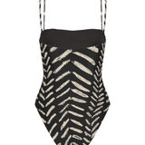 Johanna Ortiz Black/ecru Whispering Tides Onepiece - Vermillion