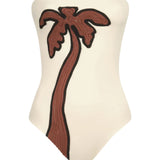 Johanna Ortiz Ecru Palm Texture Onepiece - Vermillion