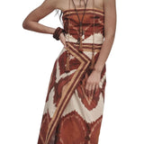 Johanna Ortiz Ecru/wine Anciente Peru Ankle Dress - Vermillion