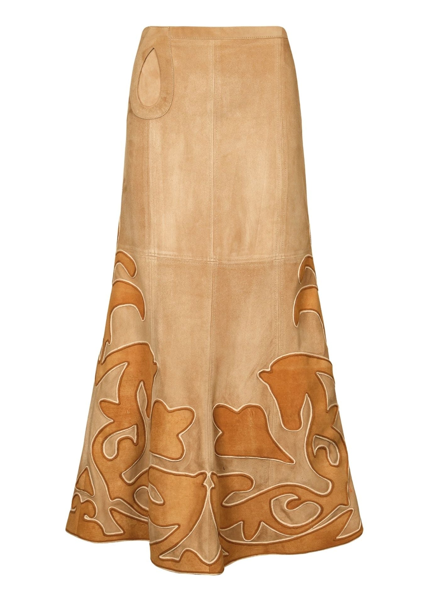 Johanna Ortiz Leather Trade Winds Midi Skirt - Vermillion