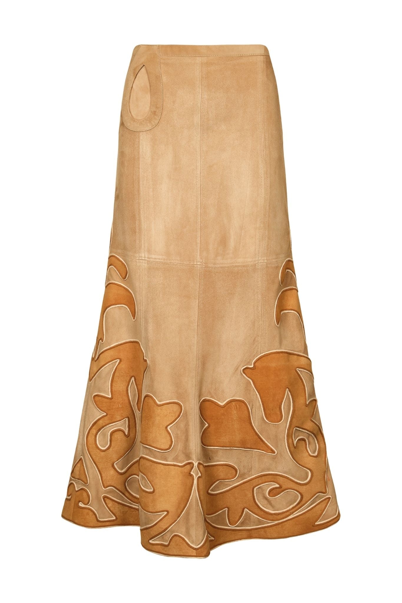 Johanna Ortiz Leather Trade Winds Midi Skirt - Vermillion