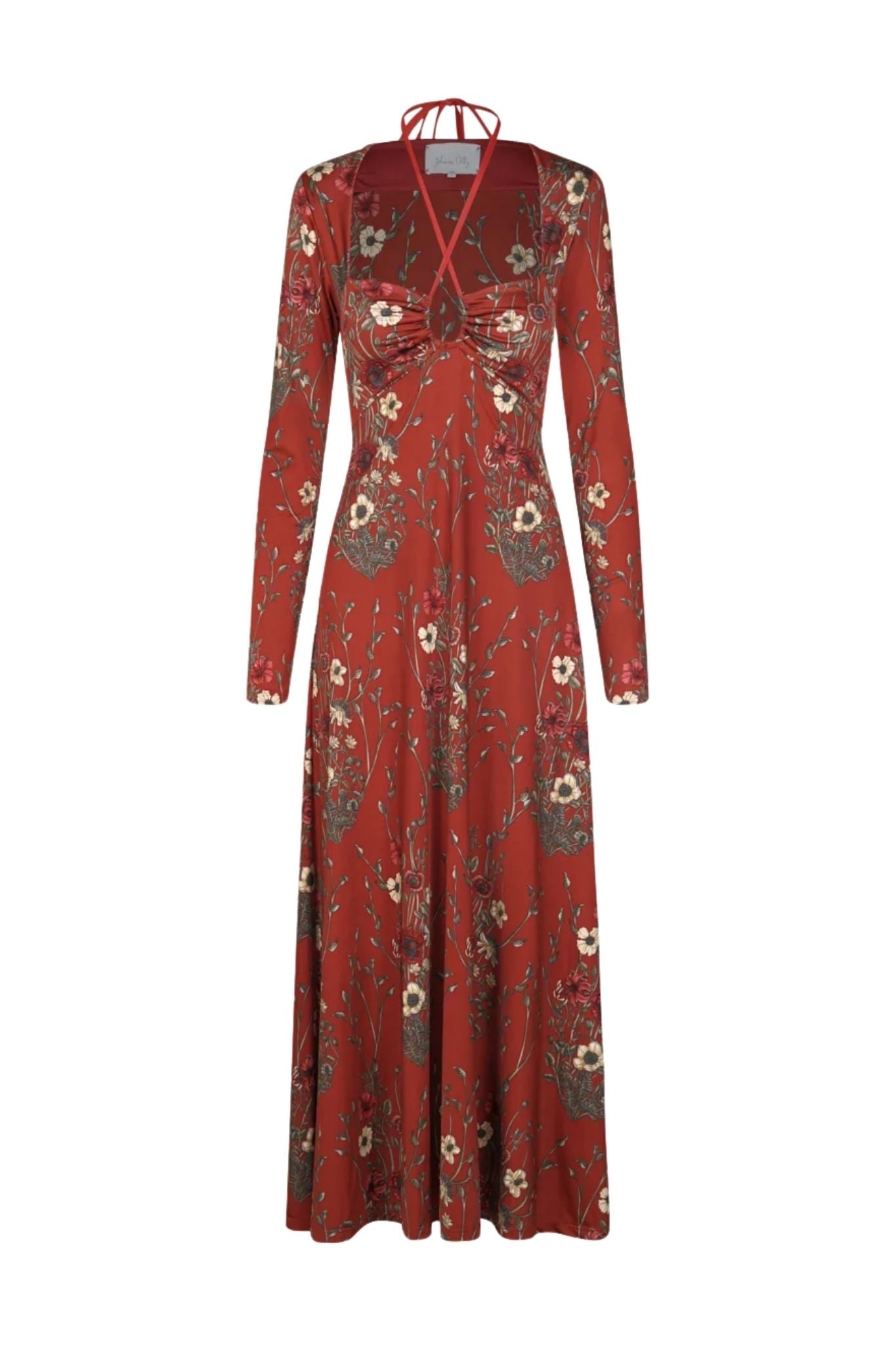 Johanna Ortiz Marsala Festive Performance Ankle Dress - Vermillion