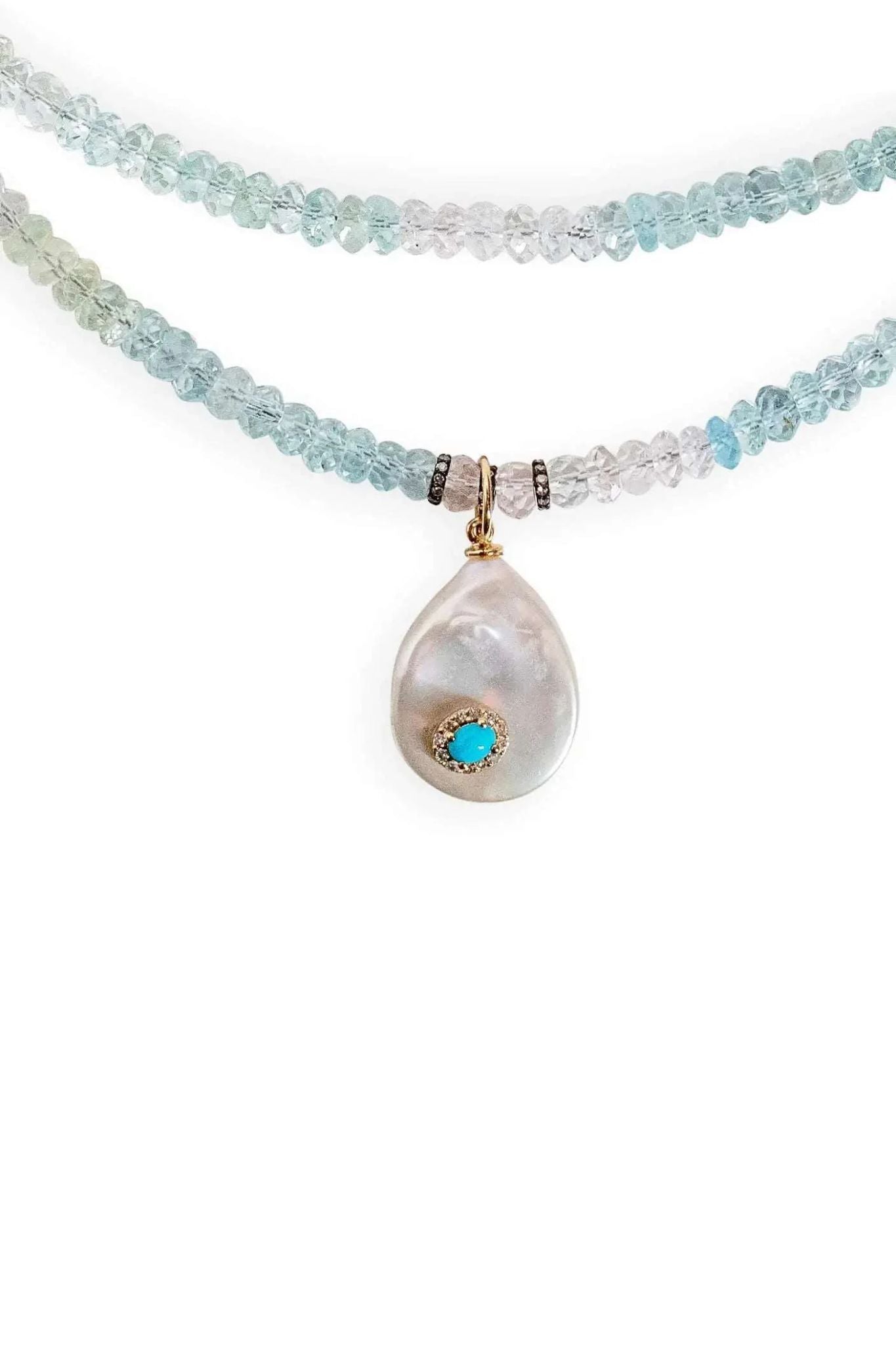 Joie DeGiovanni Gemburst Diamond Aquamarine Necklace - Vermillion