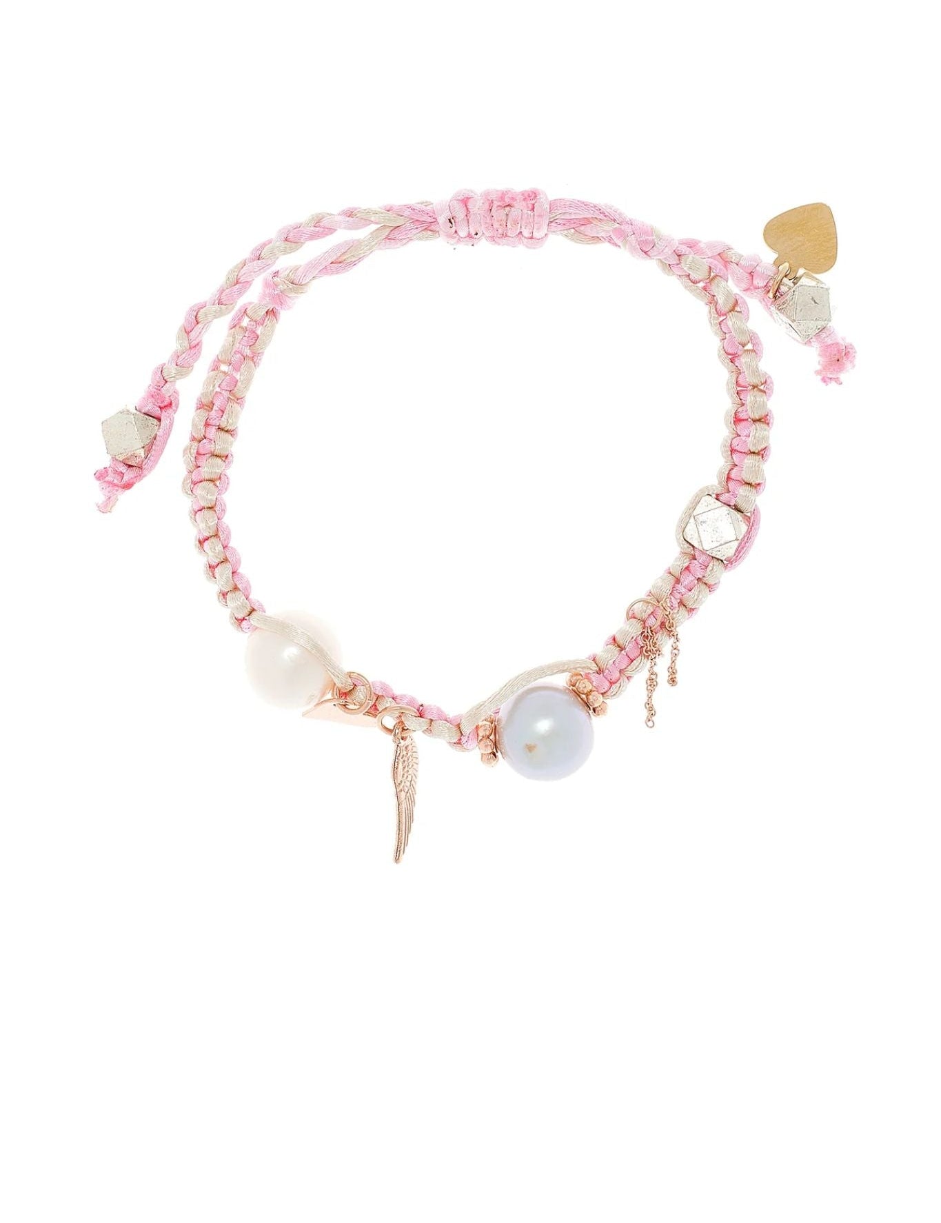 Joie DiGiovanni Angel Barbie Pearl Rose Gold Lucky Charm Silk Rocker Bracelet - Vermillion