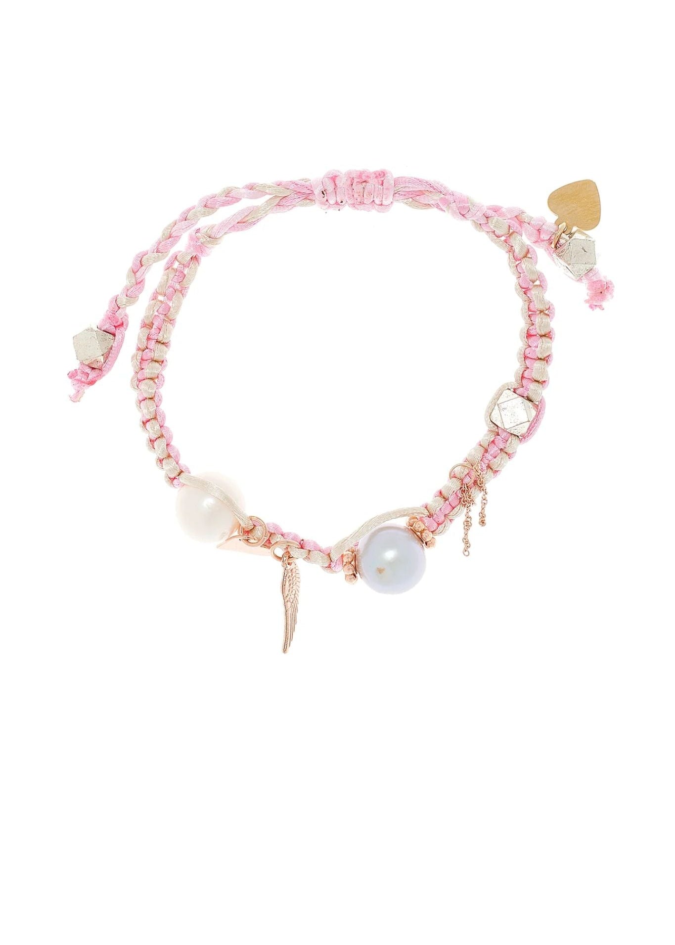 Joie DiGiovanni Angel Barbie Pearl Rose Gold Lucky Charm Silk Rocker Bracelet - Vermillion