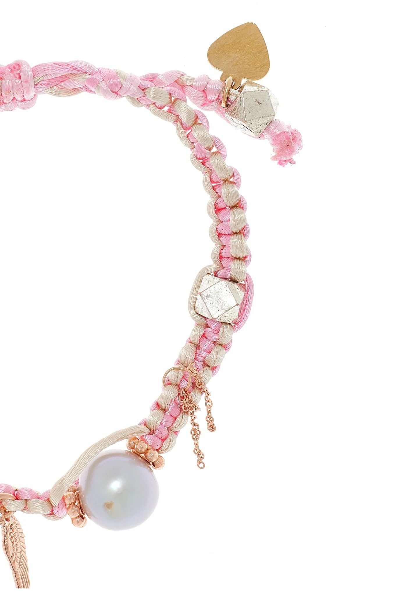 Joie DiGiovanni Angel Barbie Pearl Rose Gold Lucky Charm Silk Rocker Bracelet - Vermillion