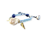 Joie DiGiovanni Blue Sky Angel Baroque Pearl Lapis Gold Rocker Silk Bracelet - Vermillion