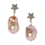Joie DiGiovanni Diamond Star and Baroque Pearl Earrings - Vermillion